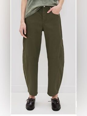 Parke cotton twill horseshoe pants in army green